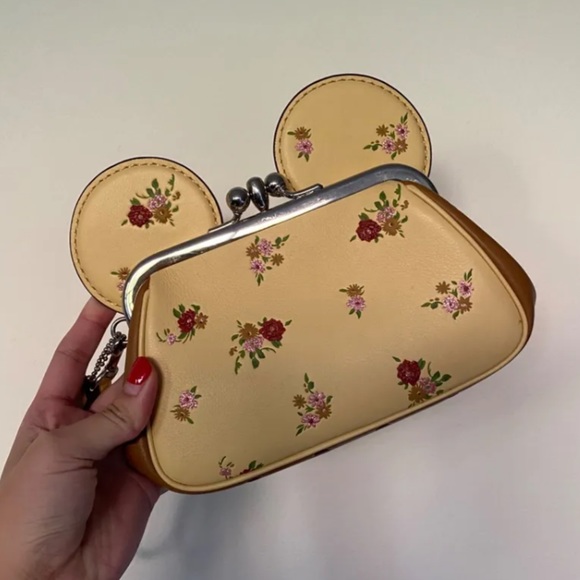 Coach x mickey floral pattern kisslock clutch